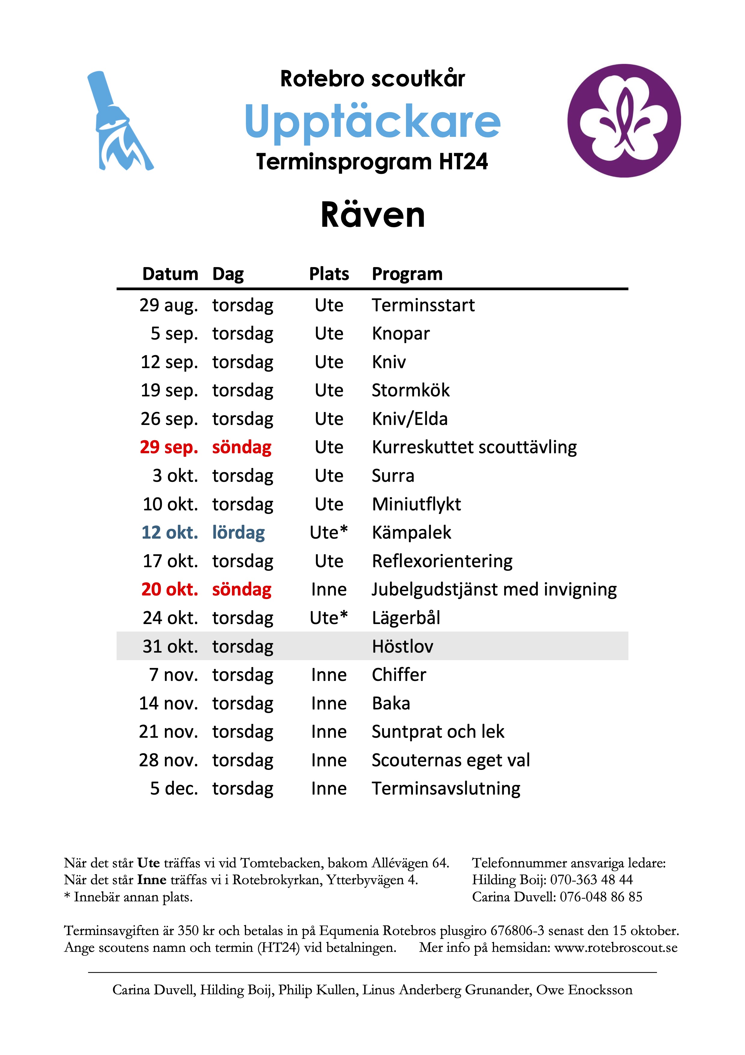 Terminsprogram Upptäckare HT24 Räven v1